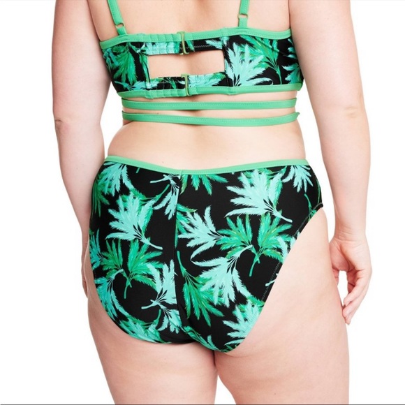 NWT Fe Noel for Target Feathered Palm Print High Leg Cheeky Bikini Bottom - Picture 2 of 7